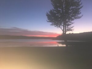 pantano al atardecer