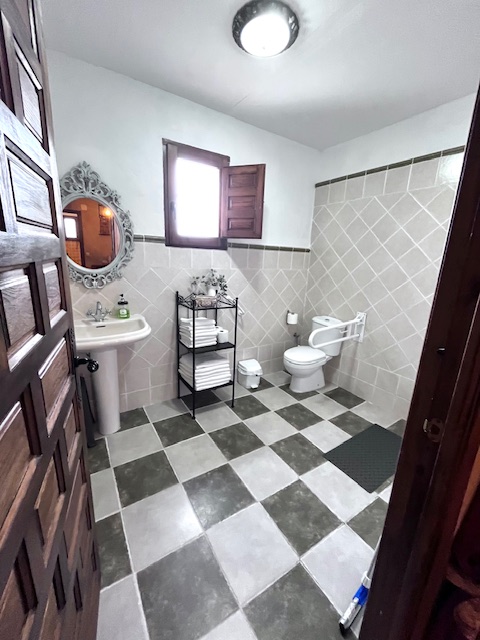 vista general baño con ducha en Casa Rural de Saldaña de Ayllón