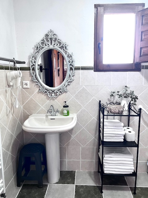 Baño rústico de la Casa del Cartero Pablo, casa rural en Saldaña de Ayllón